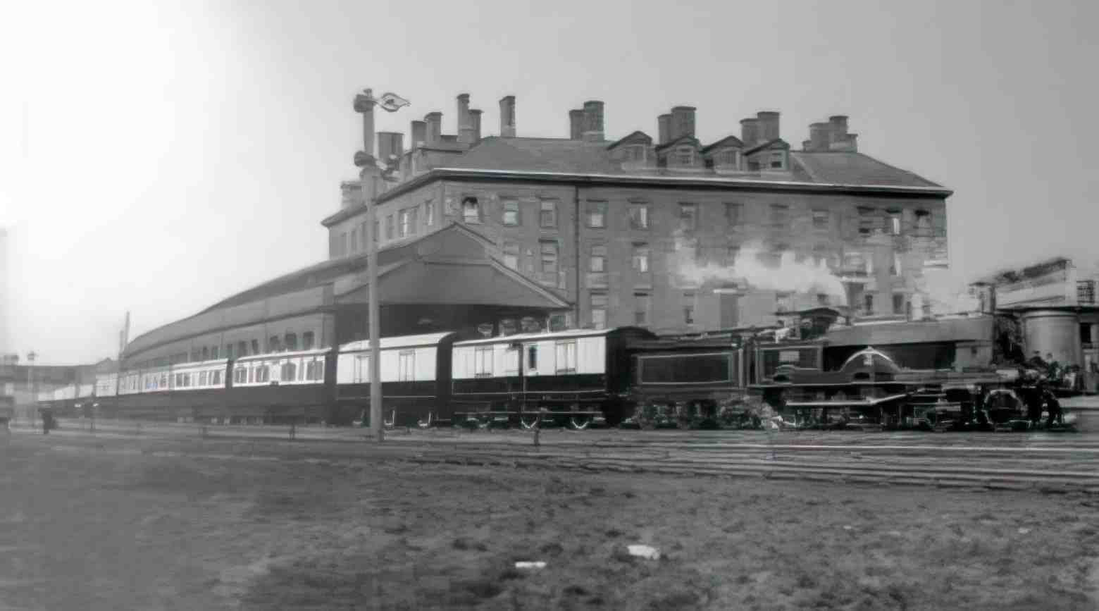 Anglesey Holyhead Old Hotel and Train at the Station Vintage A4 Photo Print
