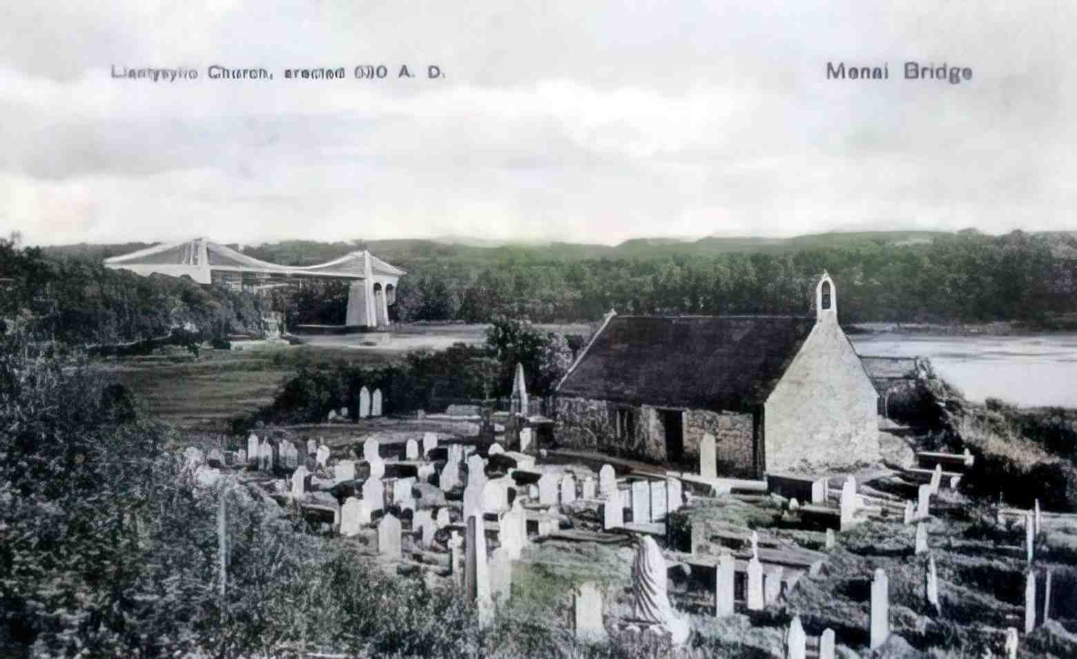 Anglesey Menai Bridge Llantysilio Church Vintage A4 Photo Print