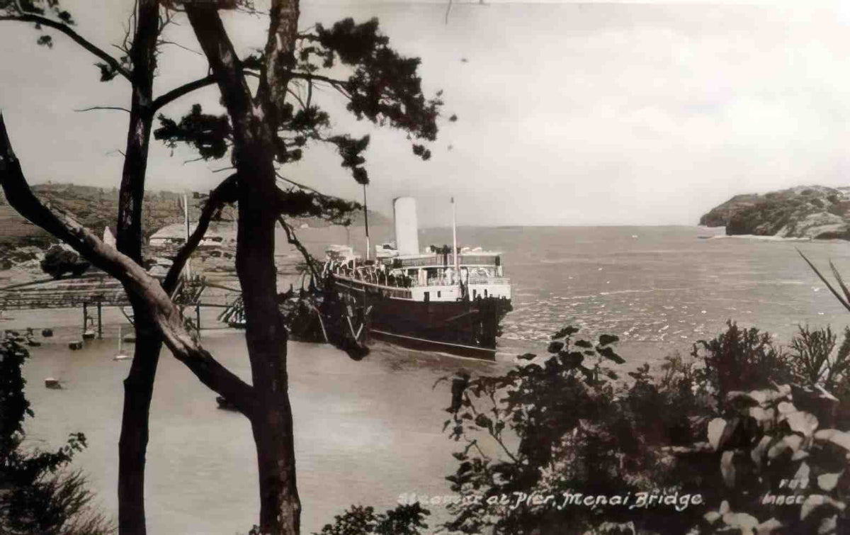 Anglesey Menai Bridge Steamer at Pier Vintage A4 Photo Print