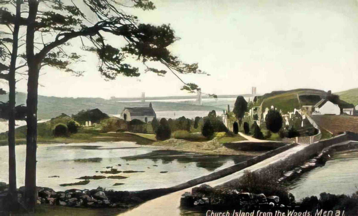 Anglesey Menai Straits Church Island from the Woods 1900's Vintage A4 Photo Print