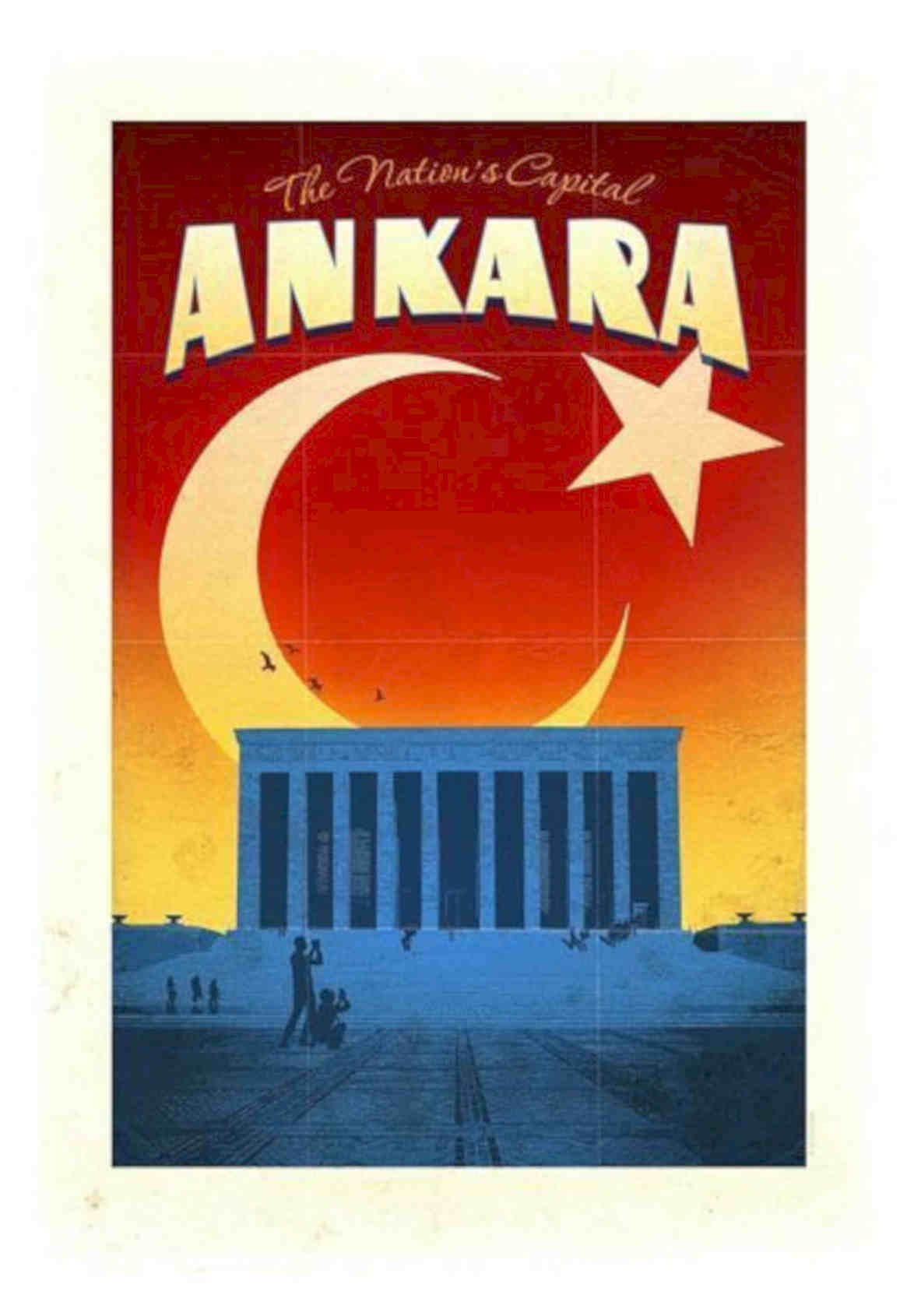 Ankara City Poster Vintage Retro Advert Poster A4 Photo Print