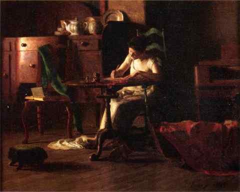 Anschutz Thomas P Woman Writing at a Table A4 Photo Print