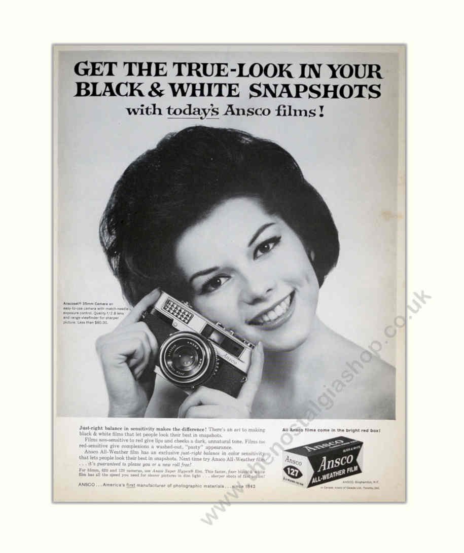 Ansco Brownie Snapshots Vintage Retro Advert Poster A4 Photo Print