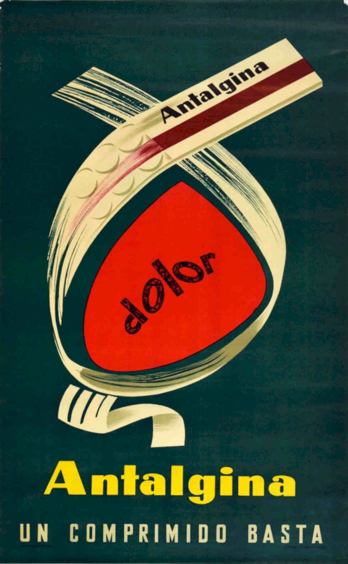 Antalgina Pain Tablets Vintage Retro Advert Poster A4 Photo Print