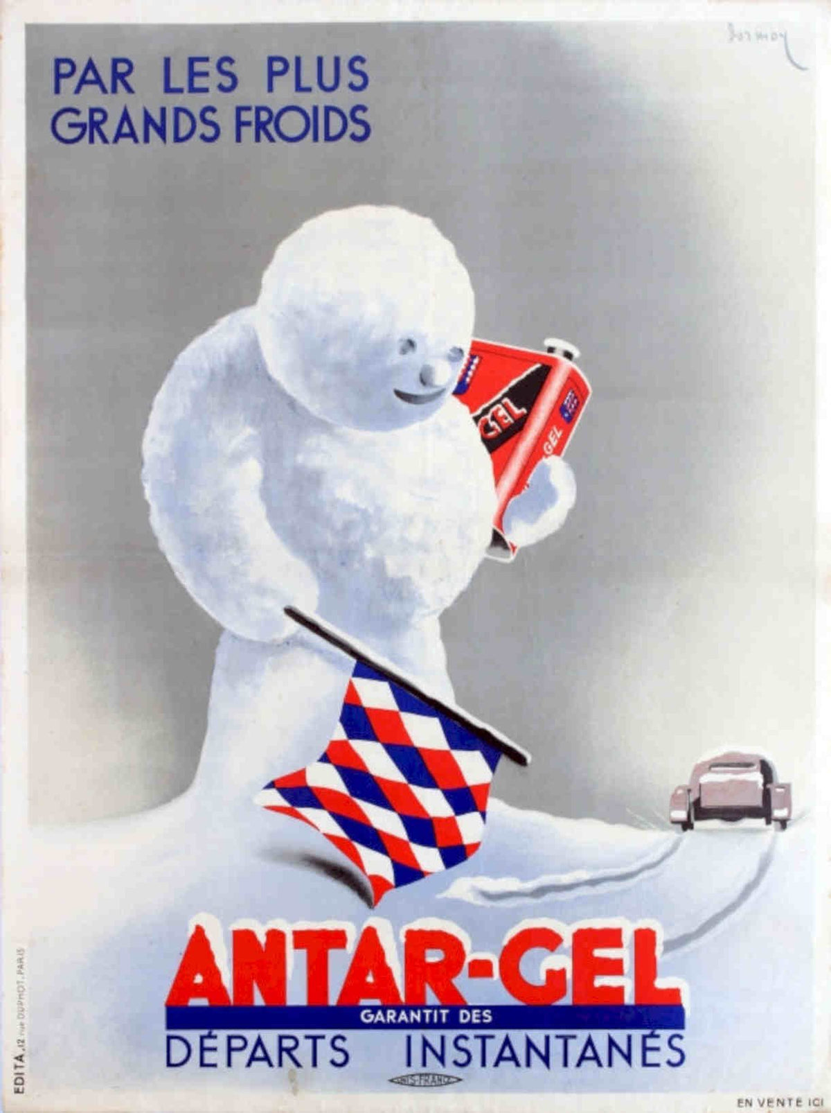 Antar Gel Snowman Vintage Retro Advert Poster A4 Photo Print