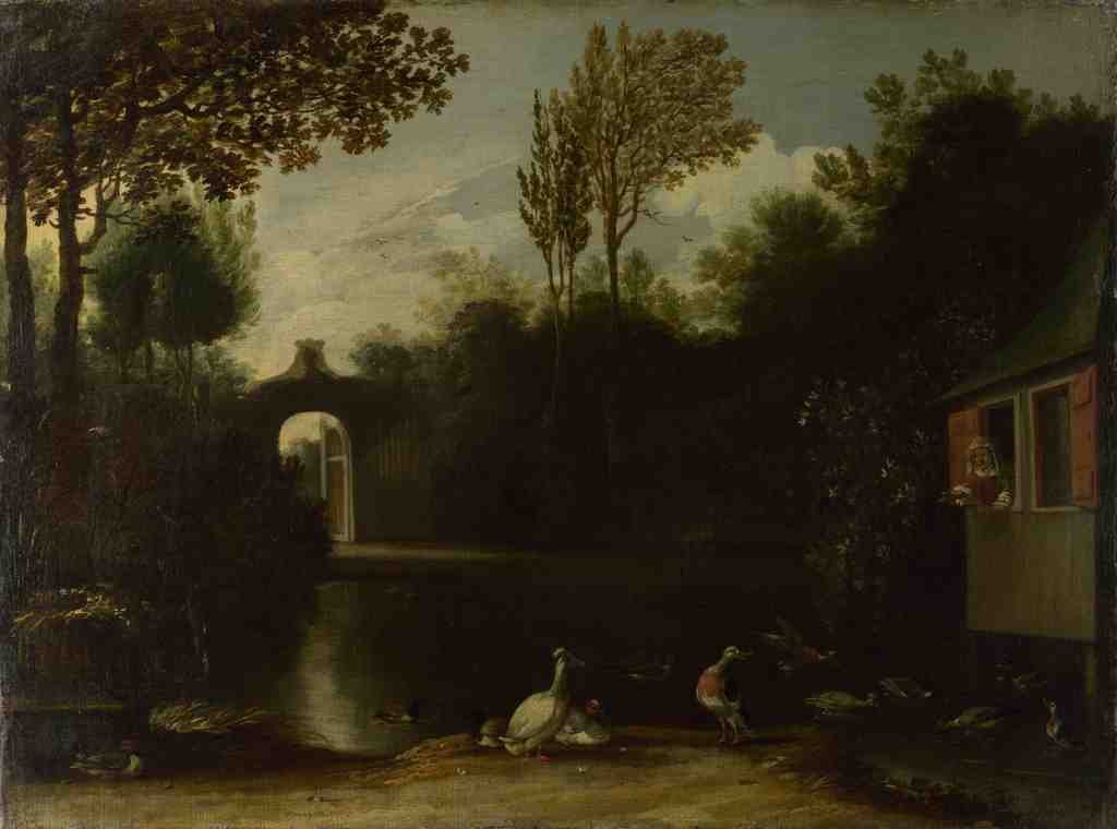 Anthonie van Borssum A Garden Scene with Waterfowl A4 Photo Print