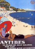 Antibes Beach Scene Vintage Retro Advert Ads A4 Photo Print