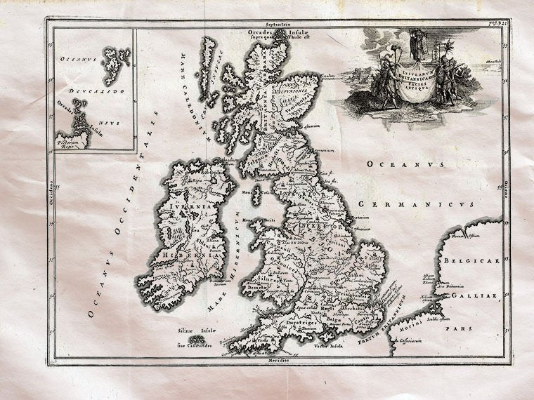 Antiqua British Isles In Ancient Times 1731 Vintage A4 Photo Print