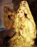 Antonio Pedro Two Elegant Ladies Holding Fans Art A4 Photo Print