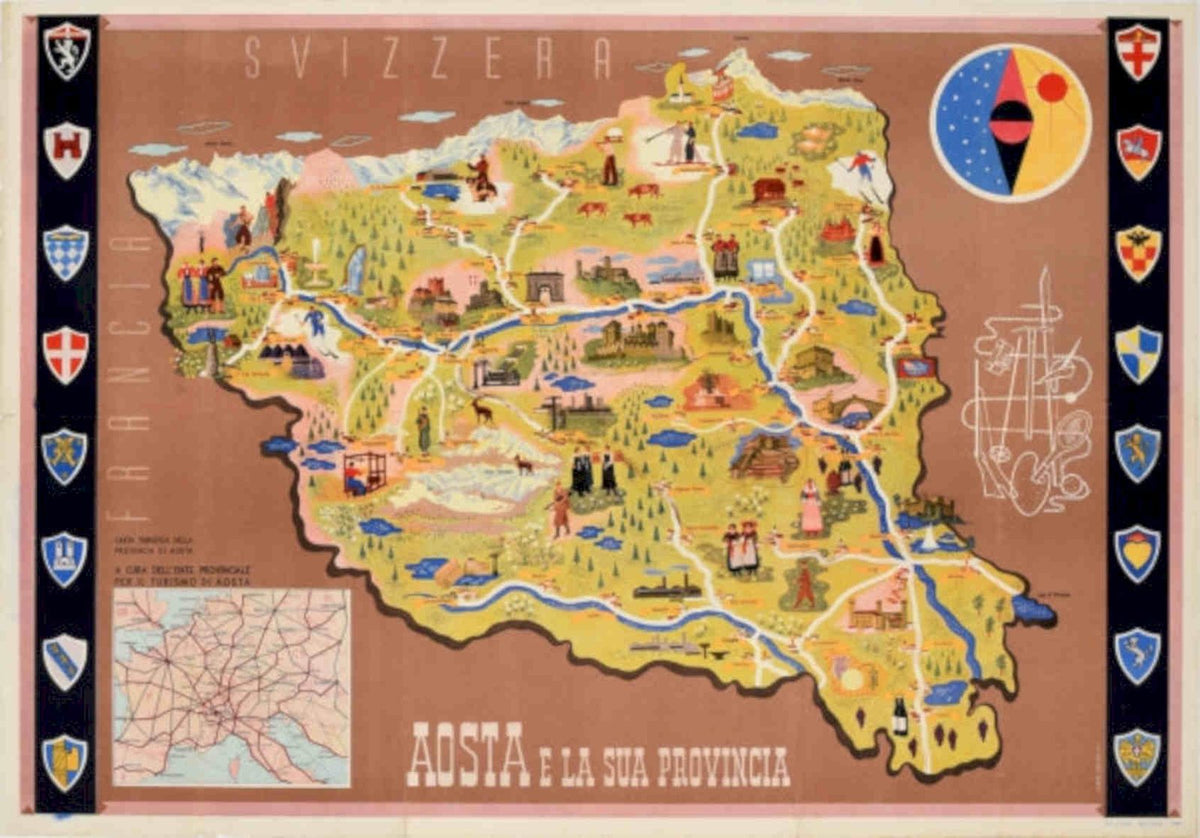 Aosta Province Map Vintage Retro Advert Poster A4 Photo Print