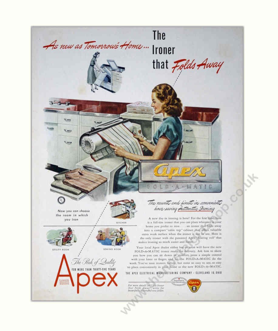 Apex Ironer Matic Vintage Retro Advert Poster A4 Photo Print