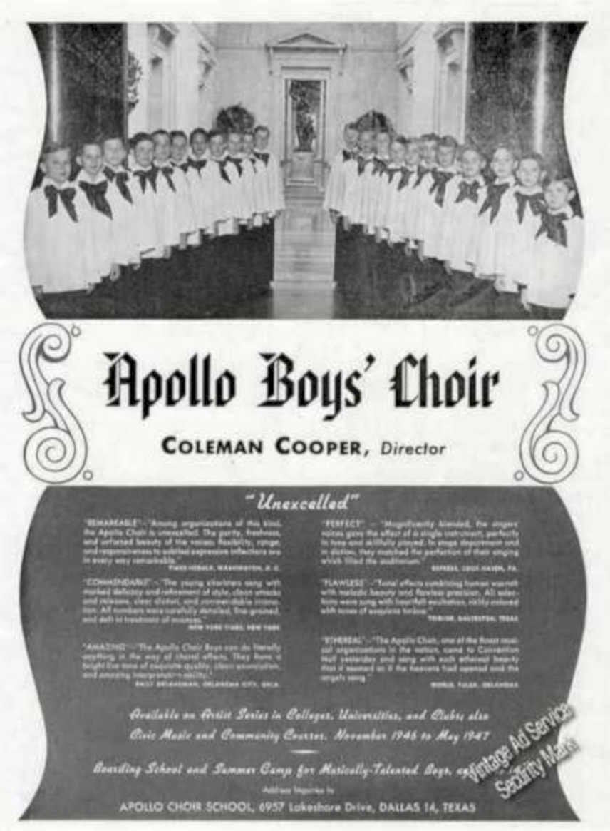 Apollo Boys Choir Vintage Retro Advert Ads A4 Photo Print