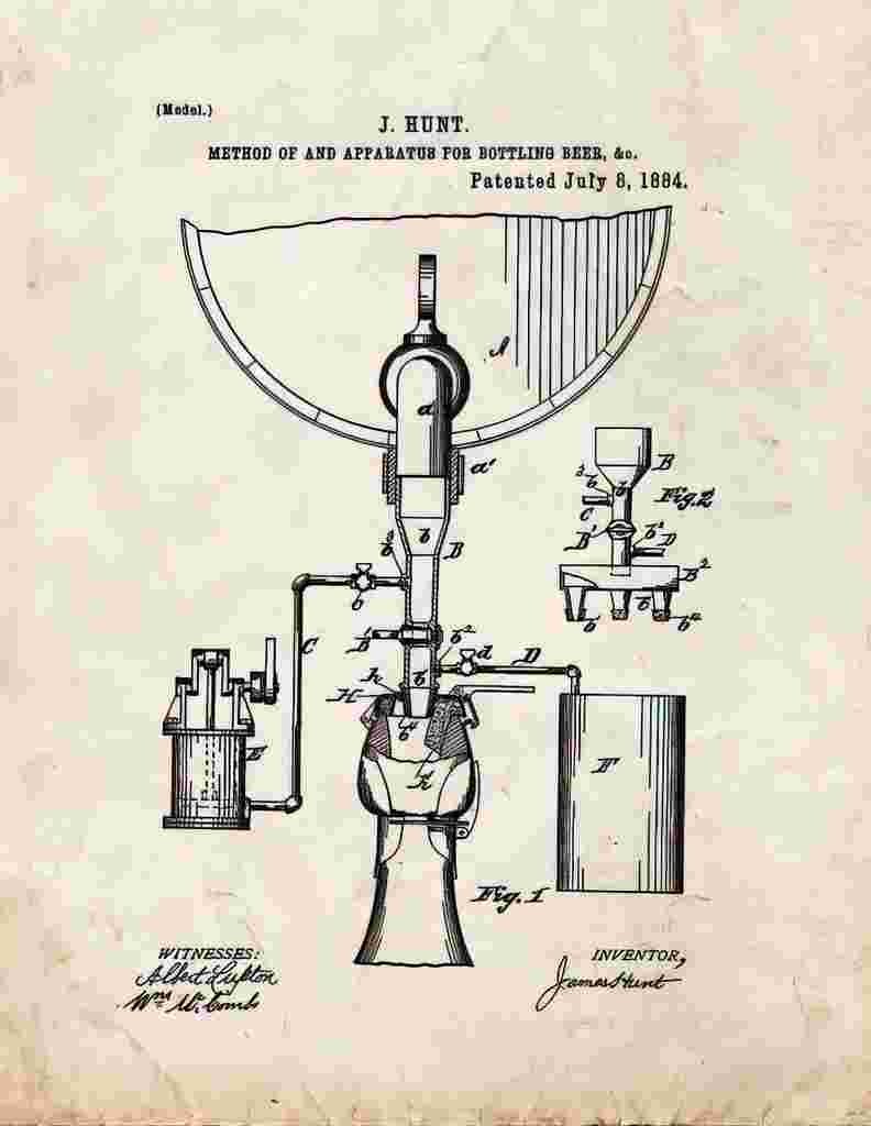 Apparatus for Bottling Beer Patent Print A4 Photo Print