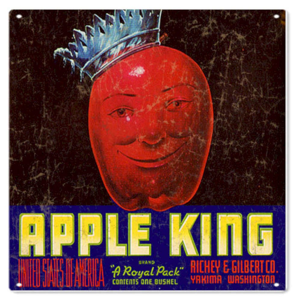 Apple King Sign Vintage Retro Advert Ads A4 Photo Print