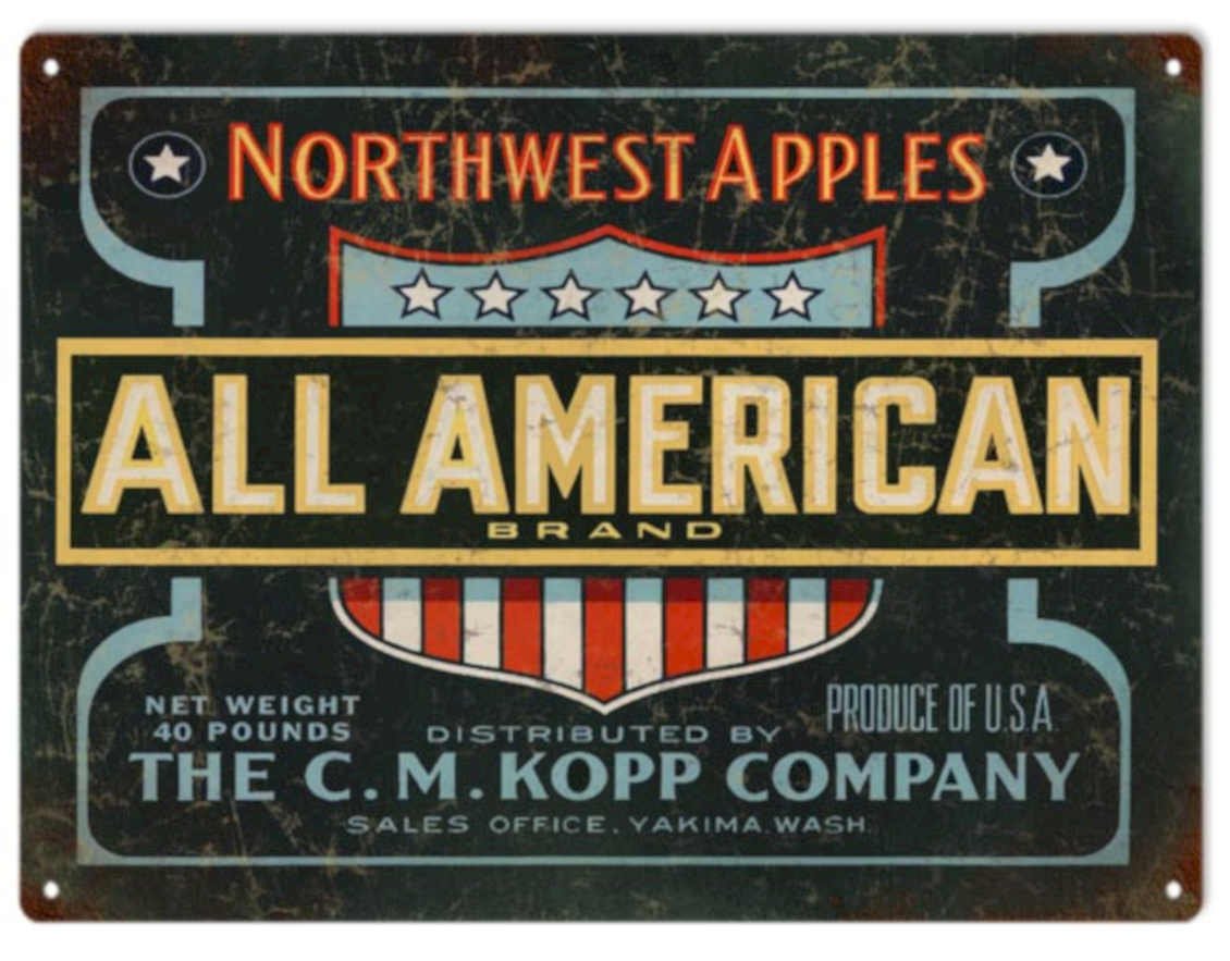 Apples Crate Sign Vintage Retro Advert Ads A4 Photo Print