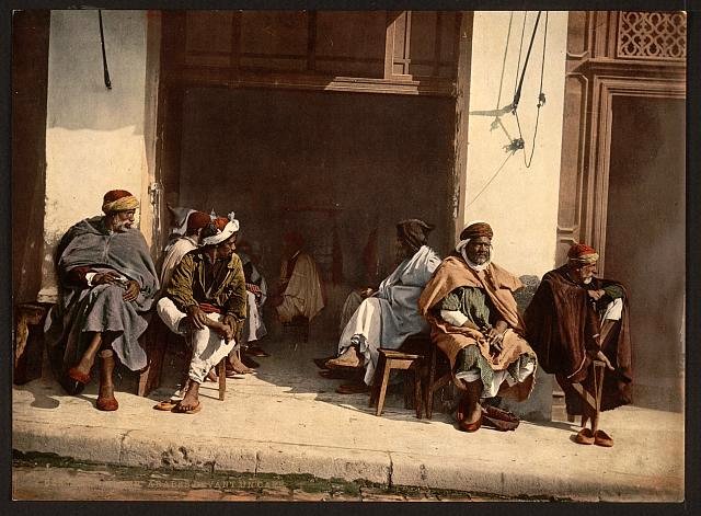 Arabs before a cafe Algiers Vintage A4 Photo Print