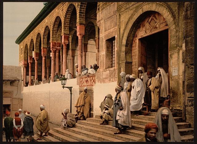 Arabs leaving mosque Tunis Vintage A4 Photo Print