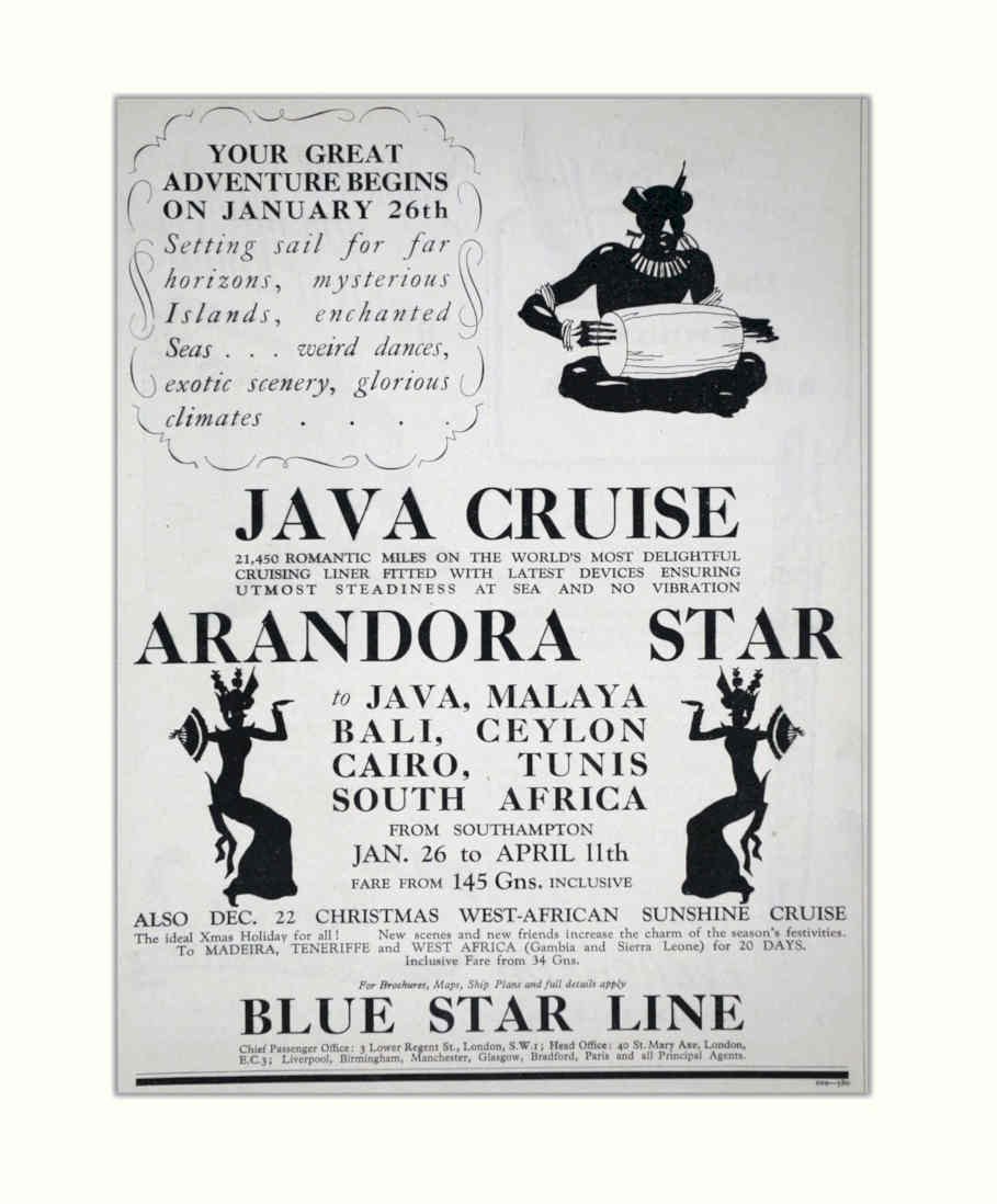 Arandora Java Cruise Vintage Retro Advert Poster A4 Photo Print