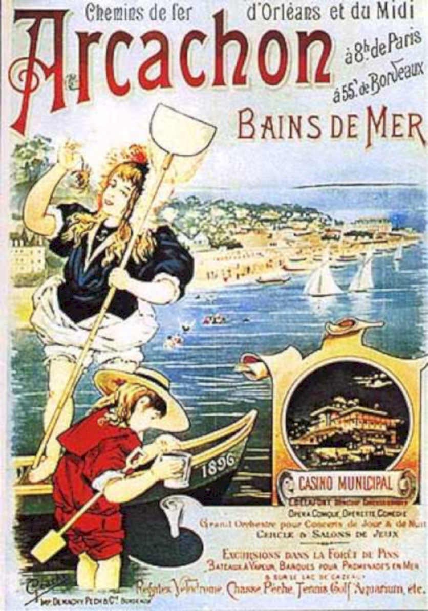 Arcachon Bains De Vintage Retro Advert Ads A4 Photo Print