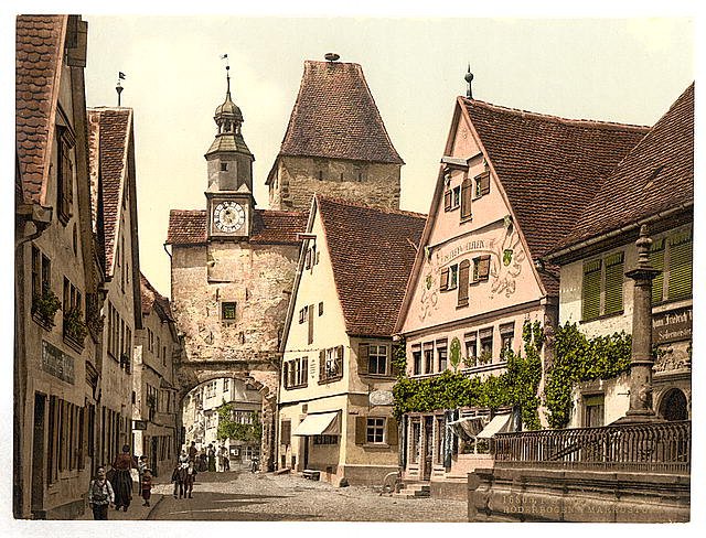 Archway and St Marks Tower Rothenburg Bavaria Vintage A4 Photo Print