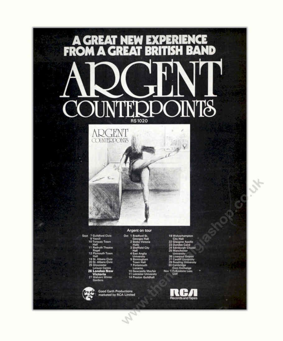 Argent Counterpoints Flyer Vintage Retro Advert Poster A4 Photo Print