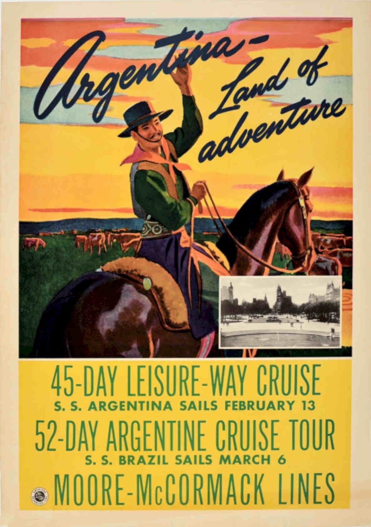 Argentina Cruise Sunset Vintage Retro Advert Poster A4 Photo Print