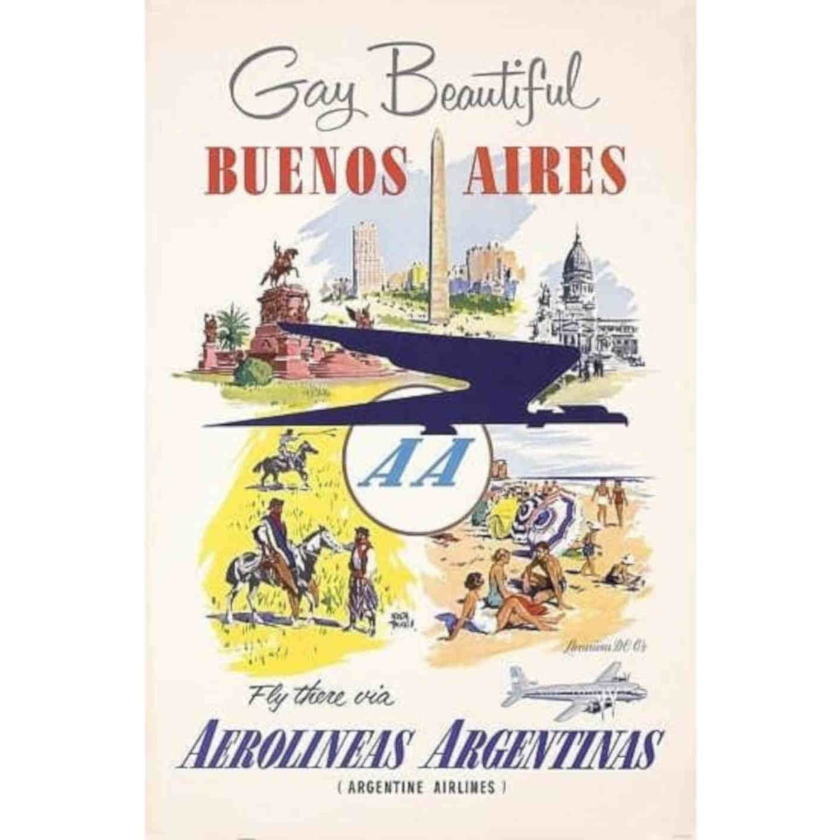 Argentine Airlines Flights To Buenos Aires Pri Vintage Retro Advert Poster A4 P