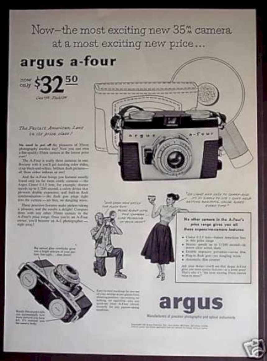Argus Four Camera Vintage Retro Advert Ads A4 Photo Print