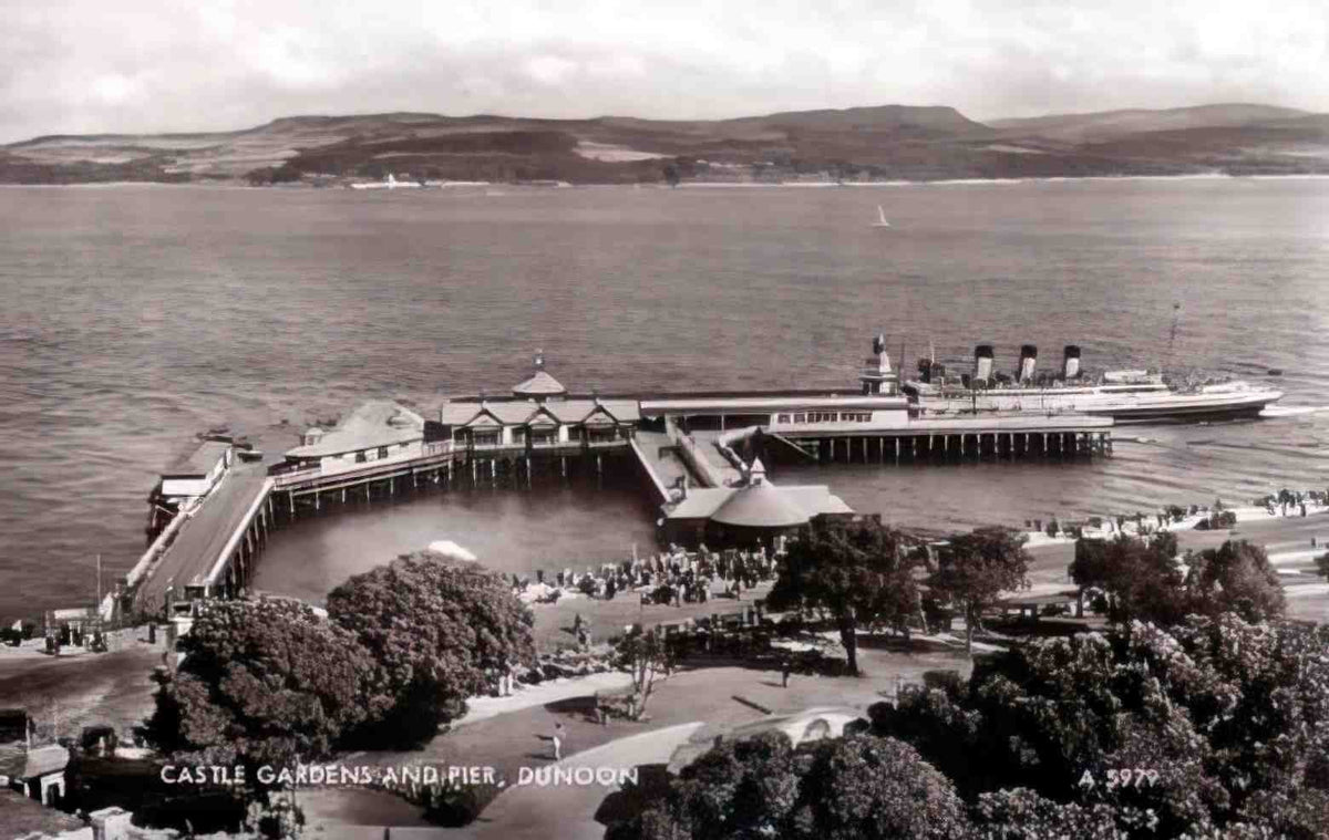 Argyllshire Dunoon Castle Gardens and Pier Vintage A4 Photo Print
