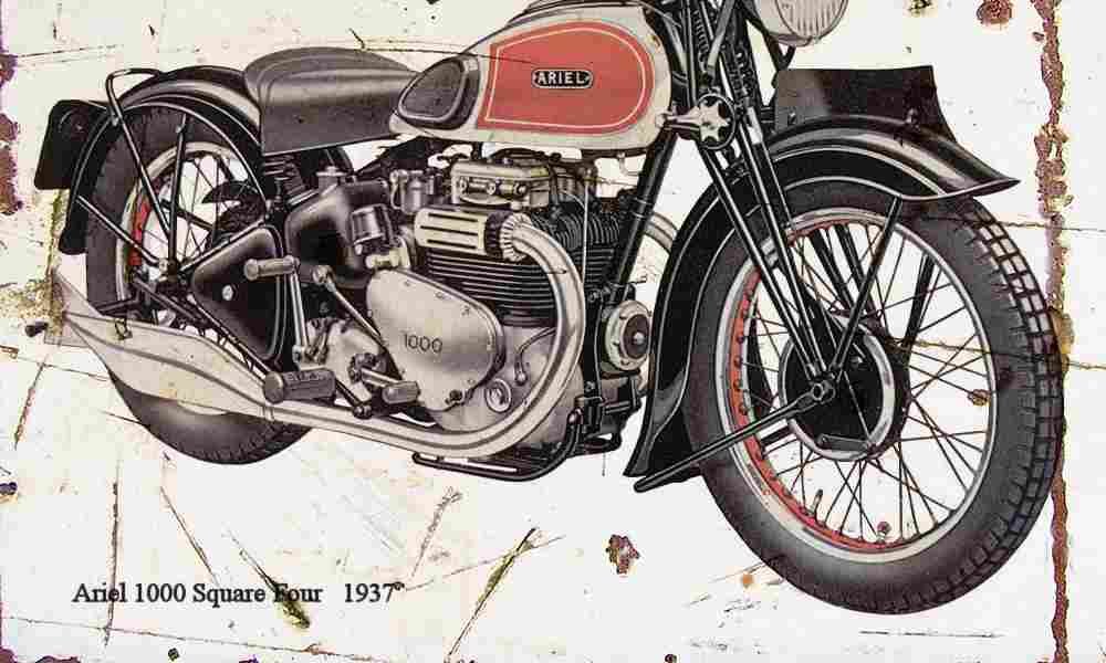 Ariel 1000 SquareFour 1937 Aged Vintage A4 Photo Print