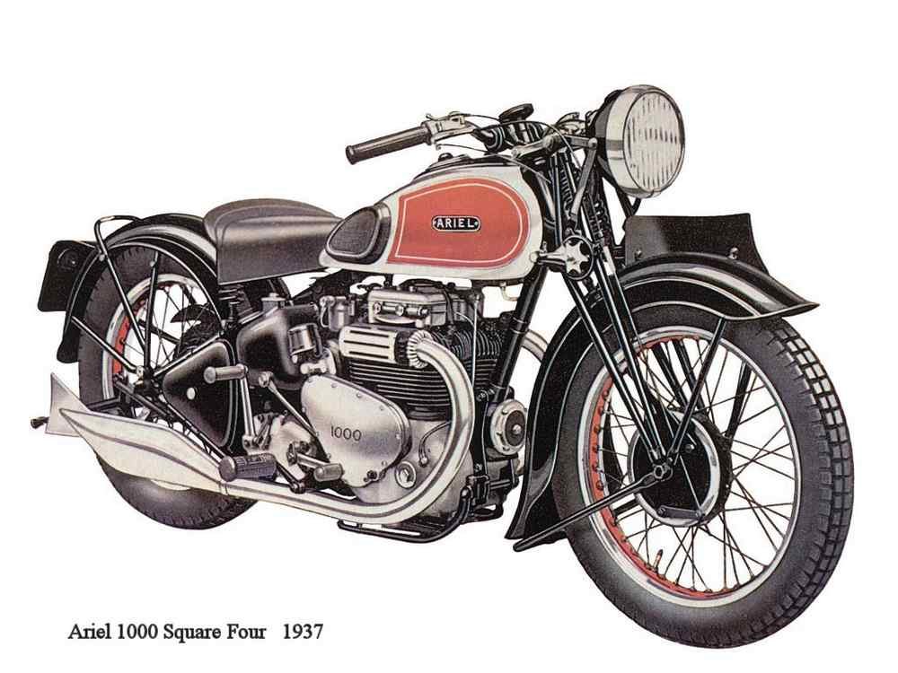 Ariel 1000 SquareFour 1937 motorbike A4 Photo Print