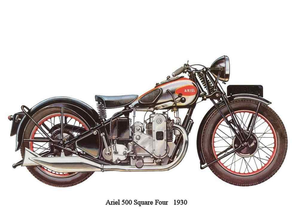 Ariel 500 SquareFour 1930 motorbike A4 Photo Print