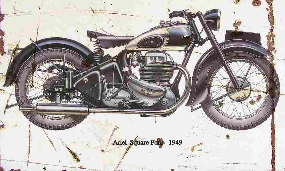 Ariel SquareFour 1949 Aged Vintage A4 Photo Print