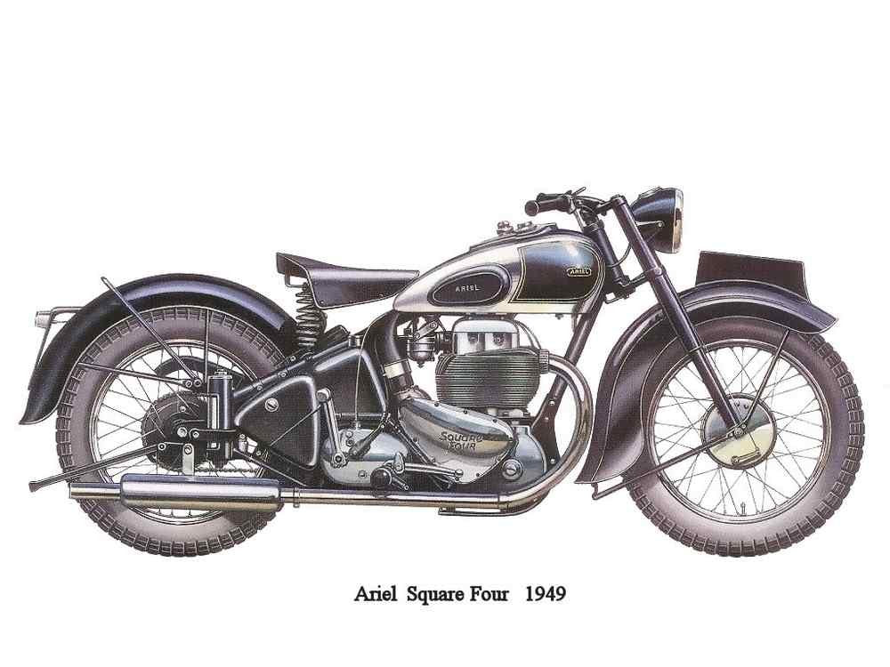 Ariel SquareFour 1949 motorbike A4 Photo Print