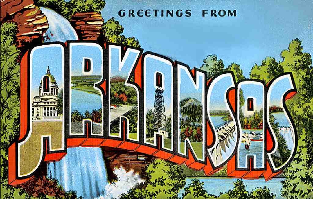 Arkansas Luggage Label Vintage A4 Photo Print