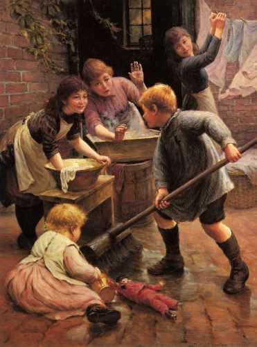 Armitage Thomas Liddall Washing Day A4 Photo Print