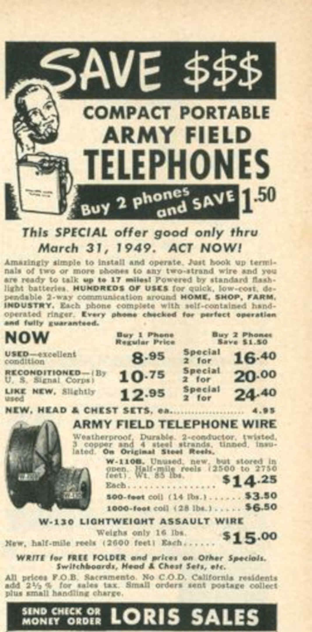 Army Telephones 1949 Vintage Retro Advert Poster A4 Photo Print