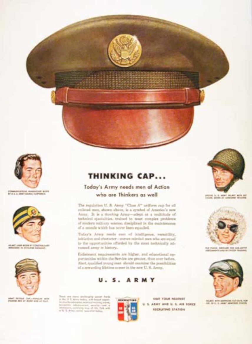 Army Thinking Cap Vintage Retro Advert Poster A4 Photo Print