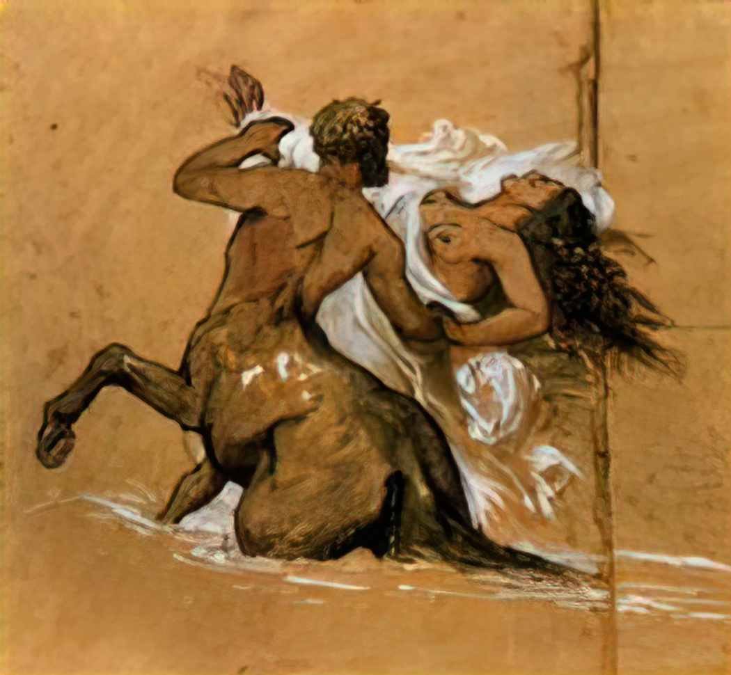 Arnold Bocklin centaur and nymph Art A4 Photo Print