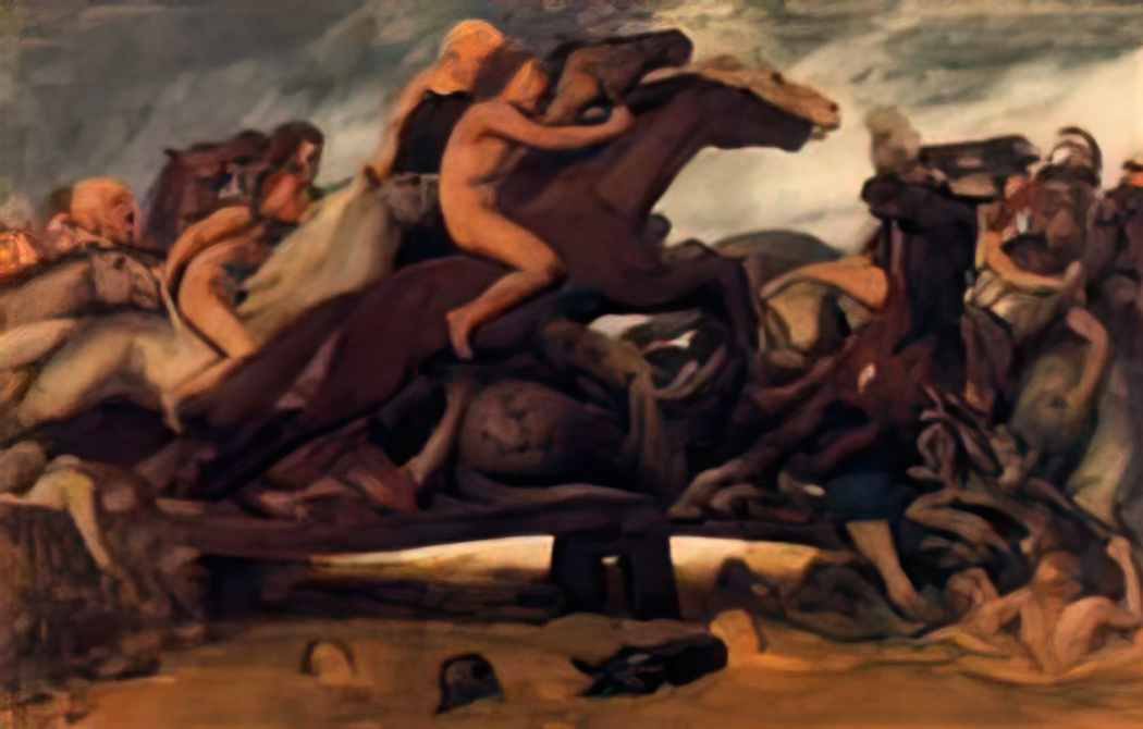 Arnold Bocklin fighting on a bridge Art A4 Photo Print