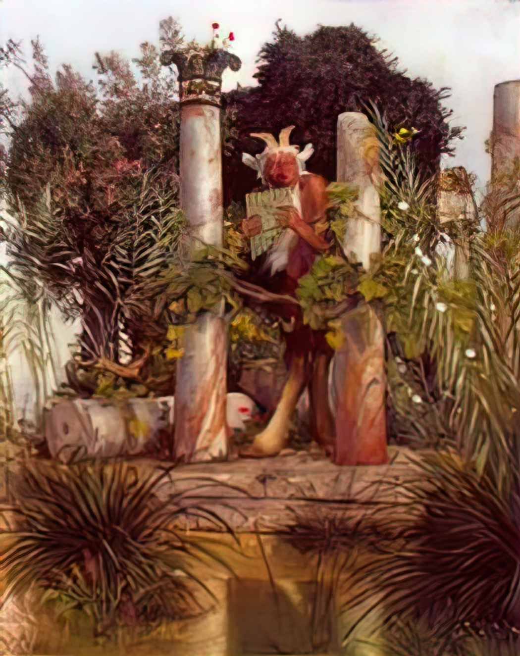 Arnold Bocklin idyll pan amidst columns 1875 Art A4 Photo Print