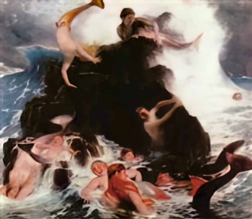 Arnold Bocklin mermaids at play 1886 Art A4 Photo Print