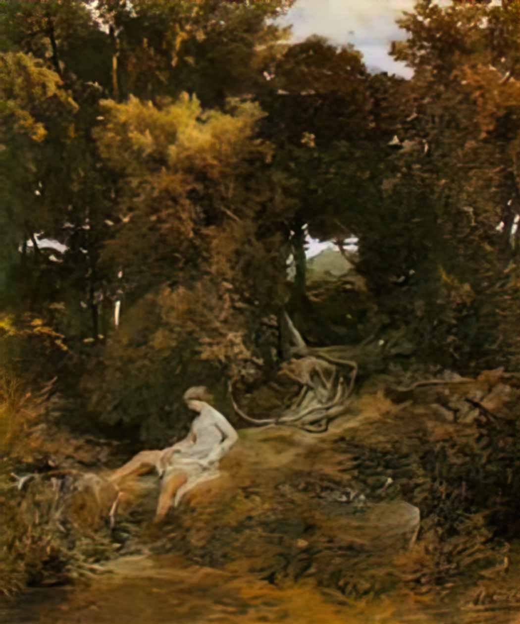 Arnold Bocklin nymph by the fountain Art A4 Photo Print