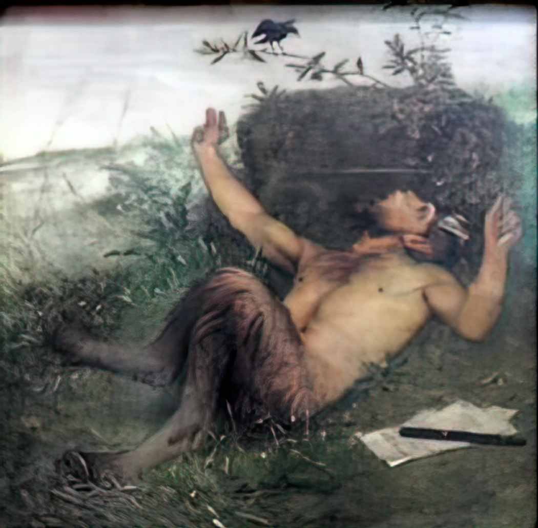 Arnold Bocklin pan whistling at a blackbird 1863 Art A4 Photo Print UK