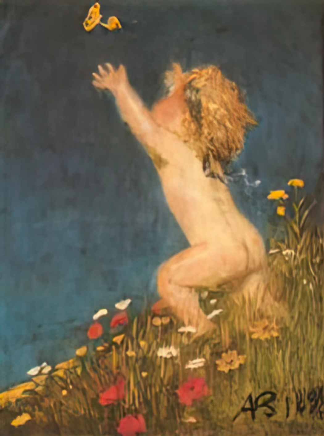 Arnold Bocklin putto and butterfly 1896 Art A4 Photo Print