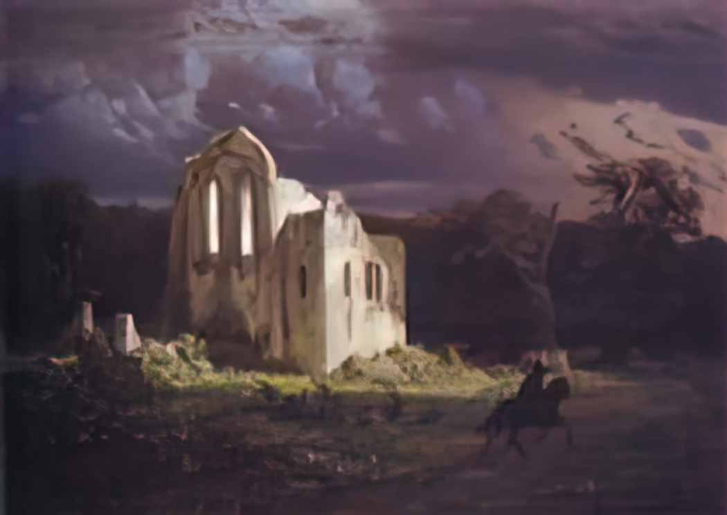 Arnold Bocklin ruins in the moonlit landscape 1849 Art A4 Photo Print