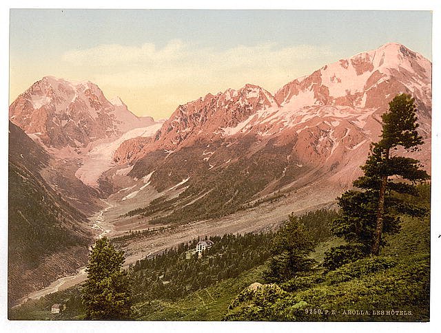 Arolla the hotel Valais Alps of Vintage A4 Photo Print