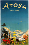 Arosa Mountains Flowers Vintage Retro Advert Poster A4 Photo Print