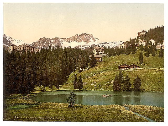 Arosa general view II Grisons Vintage A4 Photo Print