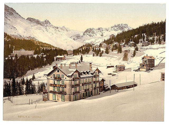 Arosa in winter Grisons Vintage A4 Photo Print